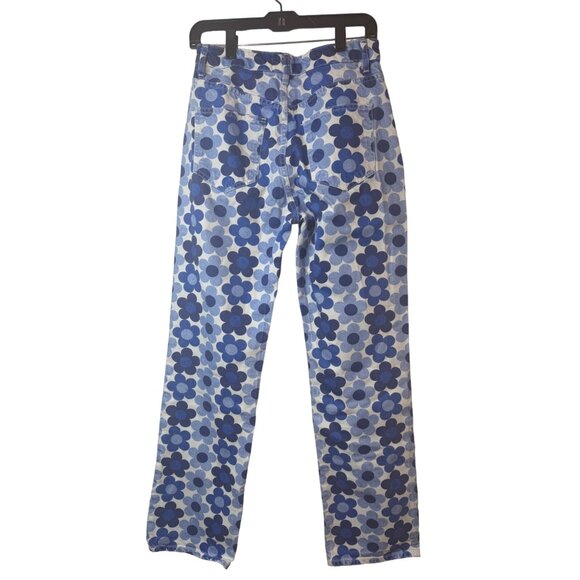 ZARA Size 6 Blue Floral Print Cotton Jeans - Picture 8 of 14